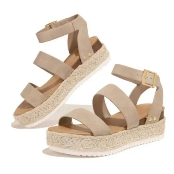 !! NEW !! Espadrille Sandals in Taupe - Picture 2 of 5